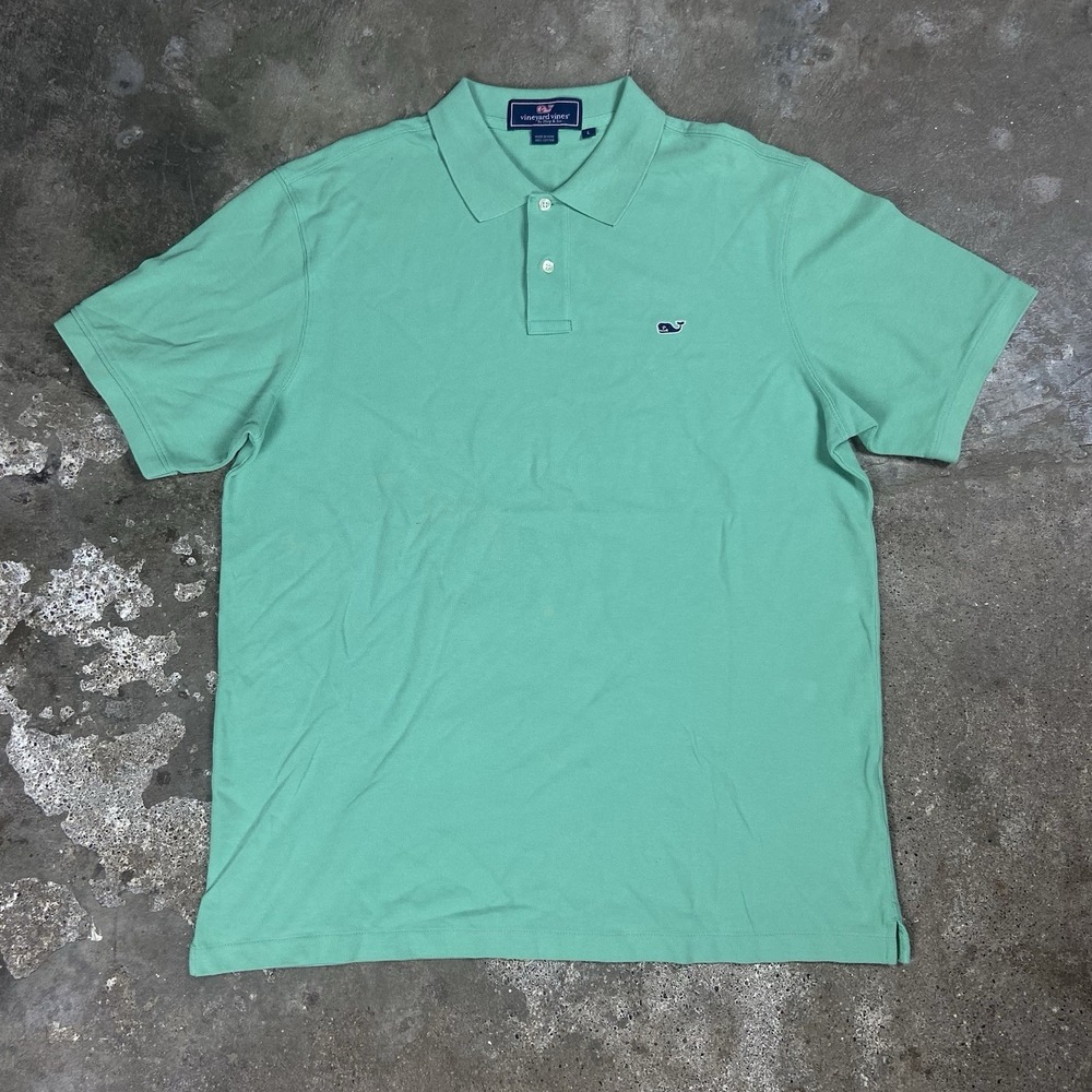 Vineyard Vines Polo Shirt Size Large Mint Green Short Sleeve Casual Golfing Wear